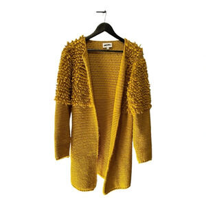 Belle France mohair wool blend duster cardigan sz L gold